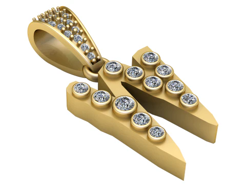 ALFABETO W COLGANTE MODELO IMPRIMIBLE EN 3D Modelo 3D