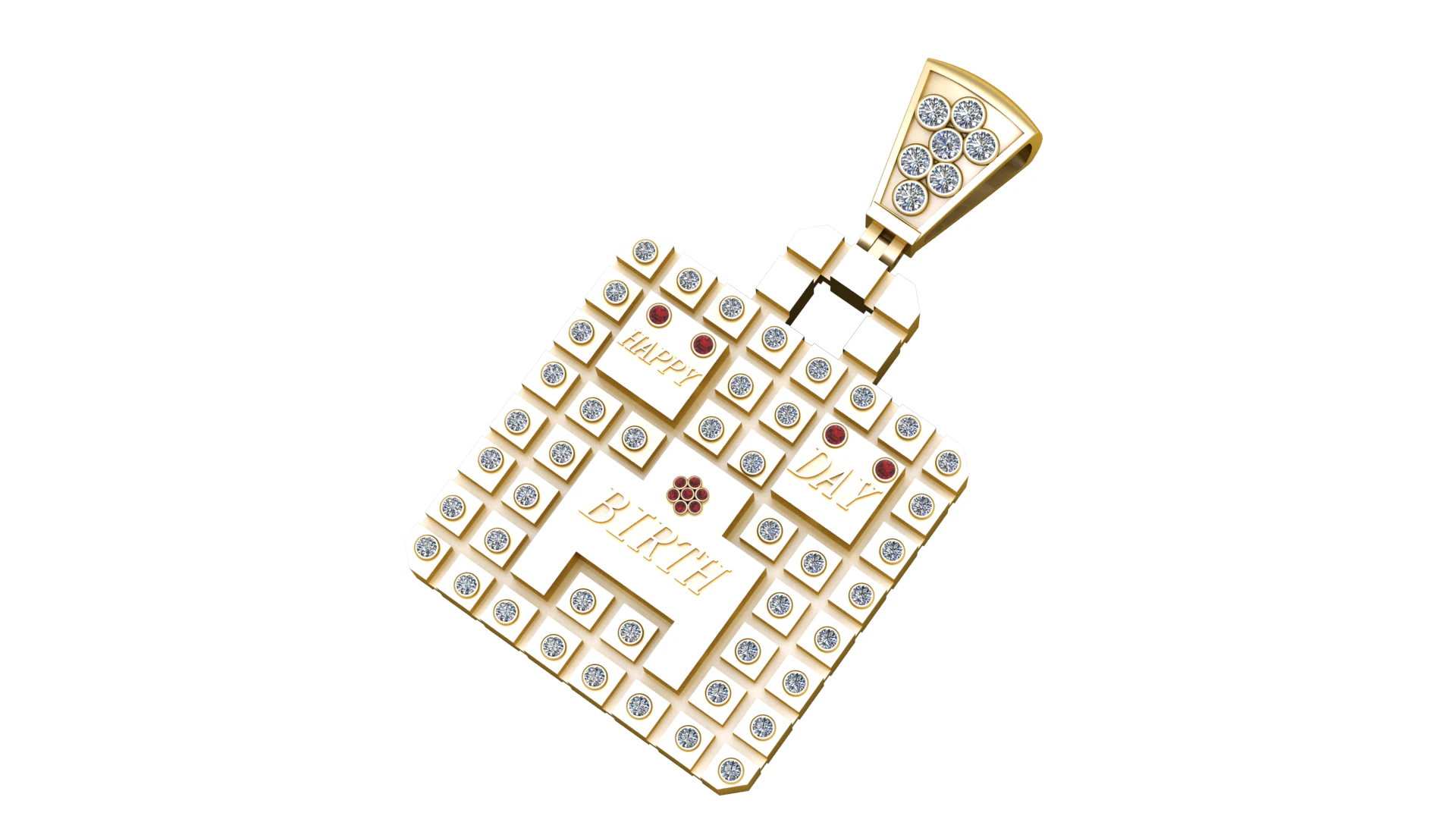 HAPPY BIRTH DAY PENDANT 3D PRINTABLE MODEL 3D Model .c4d .max .obj .3ds .fbx .stl .blend 