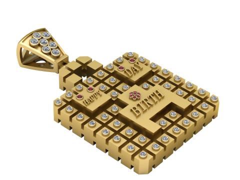 HAPPY BIRTH DAY PENDANT 3D PRINTABLE MODEL Modello 3D