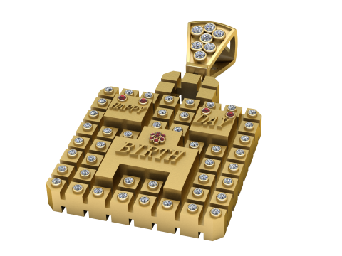 HAPPY BIRTH DAY PENDANT 3D PRINTABLE MODEL Modello 3D