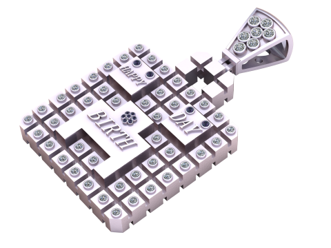 HAPPY BIRTH DAY PENDANT 3D PRINTABLE MODEL Modello 3D