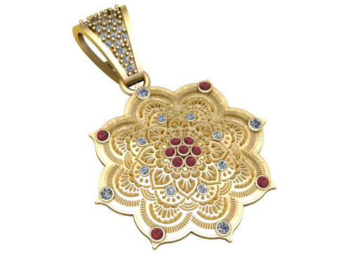 FLORAL STYLISH DIAMOND PENDANT 3D PRINTABLE MODEL 3D Модель