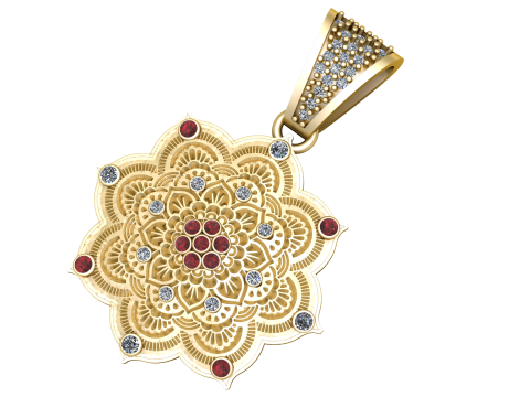 FLORAL STYLISH DIAMOND PENDANT 3D PRINTABLE MODEL 3D 모델