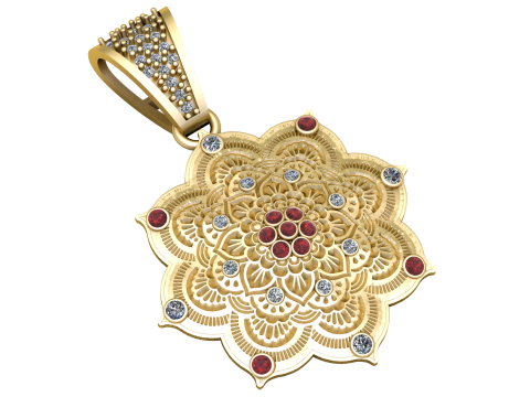 FLORAL STYLISH DIAMOND PENDANT 3D PRINTABLE MODEL 3D 모델