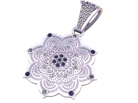 FLORAL STYLISH DIAMOND PENDANT 3D PRINTABLE MODEL 3D 모델