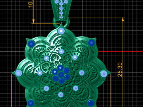 FLORAL STYLISH DIAMOND PENDANT 3D PRINTABLE MODEL 3D 모델