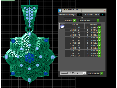 FLORAL STYLISH DIAMOND PENDANT 3D PRINTABLE MODEL 3D 모델