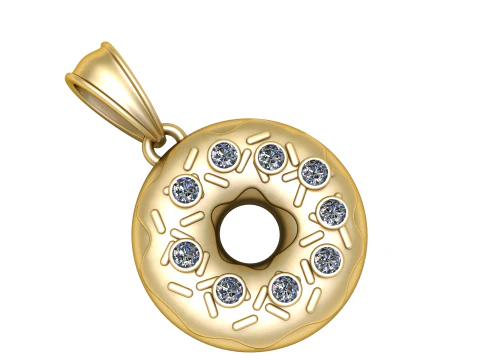 PENDENTE CON DIAMANTE A FORMA DI CIAMBELLA MODELLO STAMPABILE 3D Modello 3D