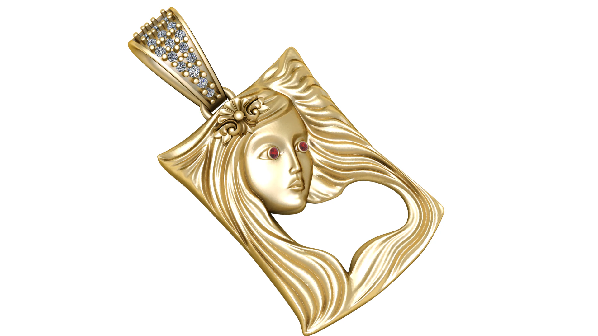 GIRL DESIGN PENDANT 3D PRITNABLE MODLE 3D Model .c4d .max .obj .3ds .fbx .stl .blend