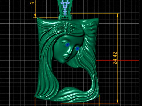 GIRL DESIGN PENDANT 3D PRITNABLE MODLE 3D Model