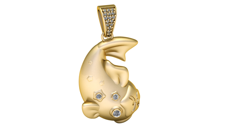 UNIQUE FISH PENDANT 3D PRINTABLE MODEL Modelo 3D .c4d .max .obj .3ds .fbx .stl .blend