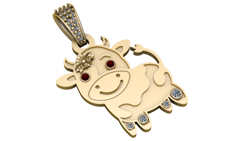 COW ANIMAL PENDANT 3D PRINTABLE MODEL Modelo 3D .c4d .max .obj .3ds .fbx .stl .blend