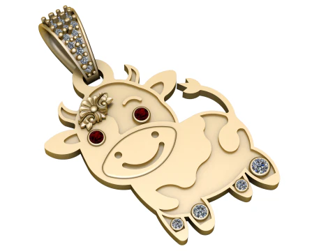 VACA ANIMAL PINGENTE 3D IMPRIM&iacute;VEL MODELO Modelo 3D