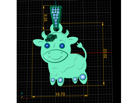 COW ANIMAL PENDANT 3D PRINTABLE MODEL Modelo 3D