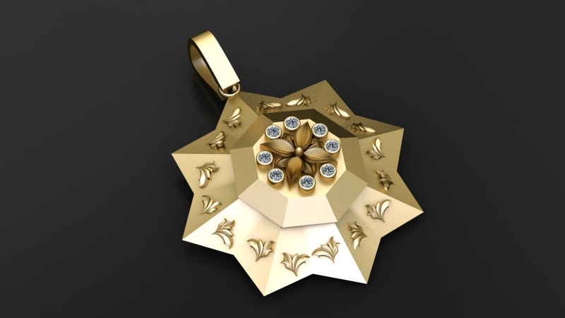 GOLDEN PENDANT 3D PRINTABLE MODEL 3D Model .c4d .max .obj .3ds .fbx .stl .blend 
