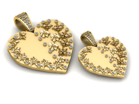 FLOWER DESIGN HEART SHAPE PENDANT 3D PRINTABLE MODEL 3D Model