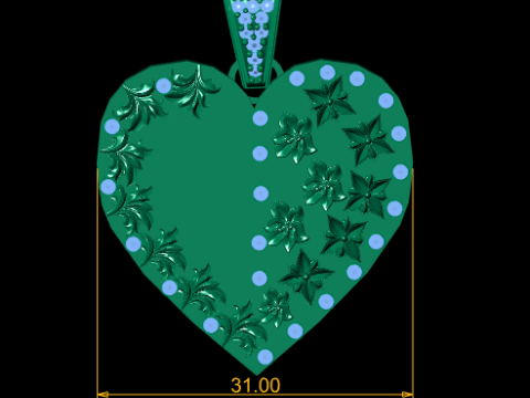 FLOWER DESIGN HEART SHAPE PENDANT 3D PRINTABLE MODEL 3D Model