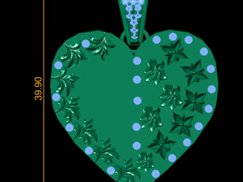 FLOWER DESIGN HEART SHAPE PENDANT 3D PRINTABLE MODEL 3D Model