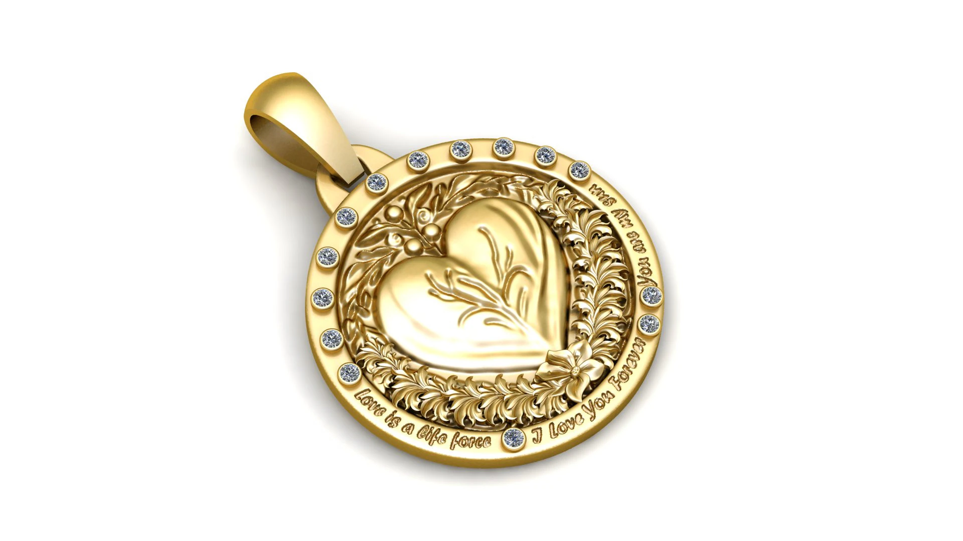HEART DESIGN COIN PENDANT 3D PRINTABLE MODEL 3D Model .c4d .max .obj .3ds .fbx .stl .blend 