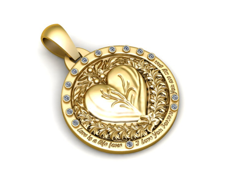 HEART DESIGN COIN PENDANT 3D PRINTABLE MODEL Model 3D