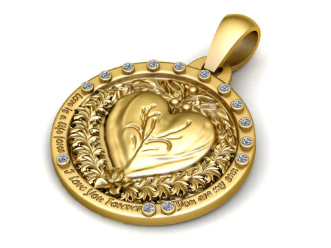 HEART DESIGN COIN PENDANT 3D PRINTABLE MODEL 3D Model