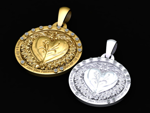 HEART DESIGN COIN PENDANT 3D PRINTABLE MODEL Modello 3D