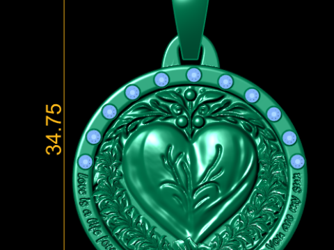 HEART DESIGN COIN PENDANT 3D PRINTABLE MODEL Modello 3D