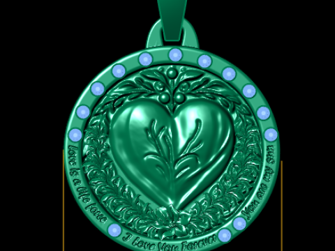 HEART DESIGN COIN PENDANT 3D PRINTABLE MODEL Modello 3D