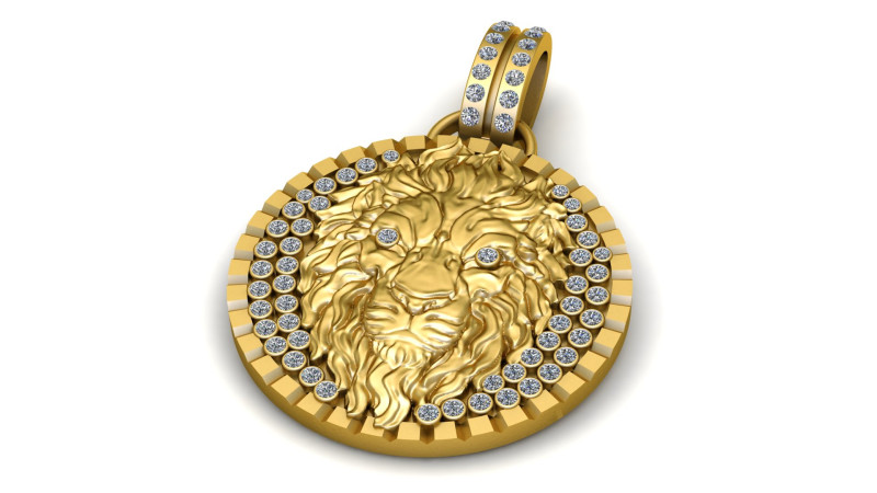 LION FACE COIN PENDANT 3D PRINTABLE MODEL 3Dモデル .c4d .max .obj .3ds .fbx .stl .blend