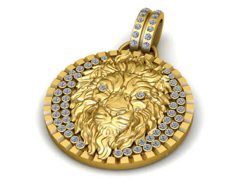 狮面硬币吊坠 3D 打印模型 3D 模型