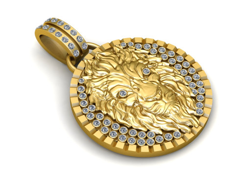 LION FACE COIN PENDANT 3D PRINTABLE MODEL 3Dモデル