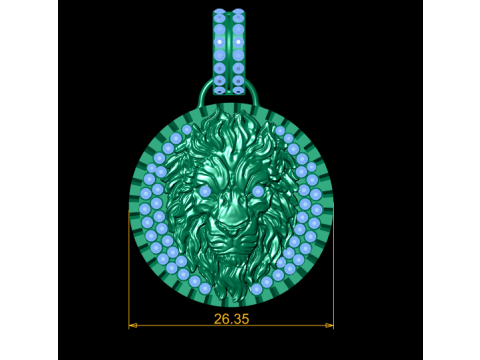 LION FACE COIN PENDANT 3D PRINTABLE MODEL 3Dモデル