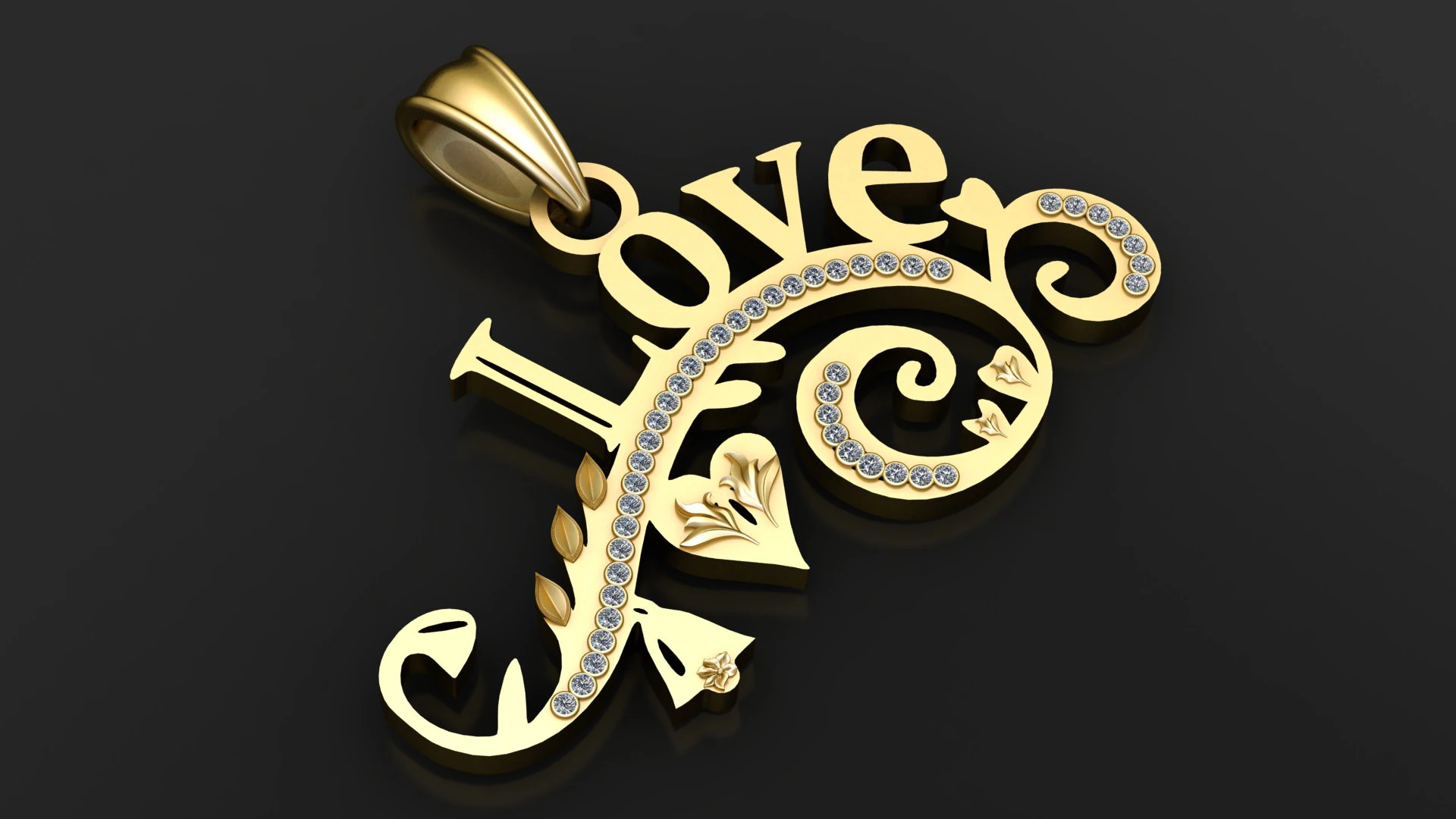 I LOVE WORD PENDANT 3D PRINTABLE MODEL 3D Model .c4d .max .obj .3ds .fbx .stl .blend 