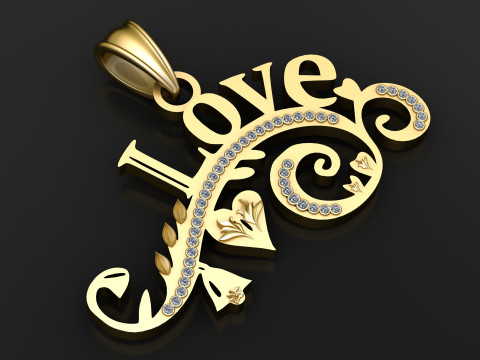 I LOVE WORD PENDANT 3D PRINTABLE MODEL 3D Model