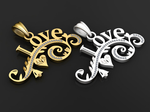 I LOVE WORD PENDANT 3D PRINTABLE MODEL 3D Model