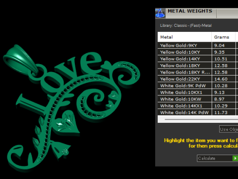 I LOVE WORD PENDANT 3D PRINTABLE MODEL 3D Model