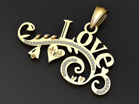 I LOVE WORD PENDANT 3D PRINTABLE MODEL 3D Model