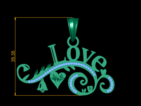 I LOVE WORD PENDANT 3D PRINTABLE MODEL 3D Model