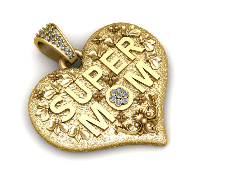 SUPER MOM HEART PENDANT 3D PRINTABLE MODEL 3D 모델