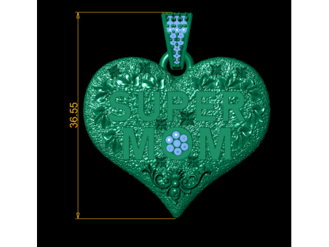 SUPER MOM HEART PENDANT 3D PRINTABLE MODEL 3D 模型