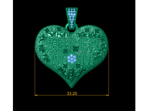 SUPER MOM HEART PENDANT 3D PRINTABLE MODEL 3D 模型