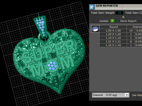 SUPER MOM HEART PENDANT 3D PRINTABLE MODEL 3D 模型