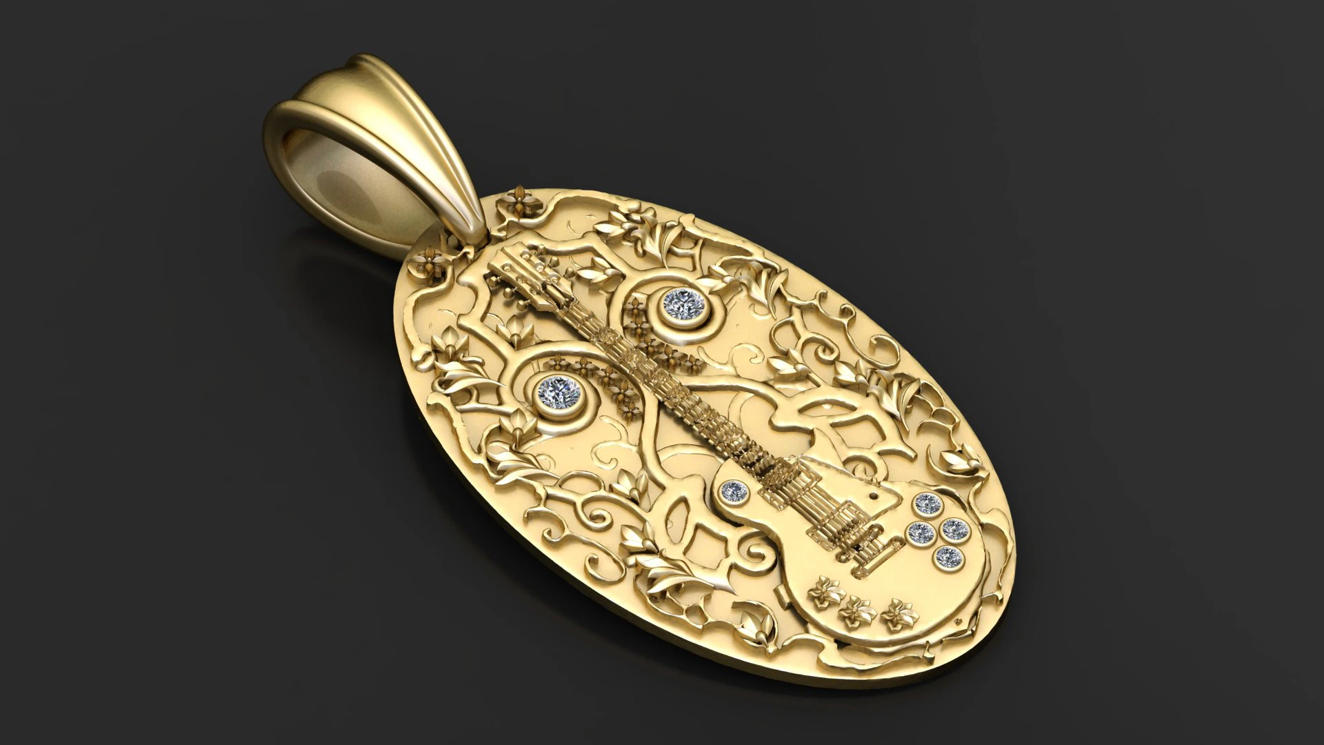 GUITAR DESIGN PENDANT 3D PRINTABLE MODEL 3D Model .c4d .max .obj .3ds .fbx .stl .blend 