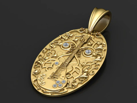 GUITAR DESIGN PENDANT 3D PRINTABLE MODEL 3D Model