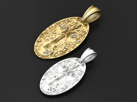 GUITAR DESIGN PENDANT 3D PRINTABLE MODEL 3D Model