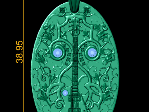 GUITAR DESIGN PENDANT 3D PRINTABLE MODEL Modello 3D
