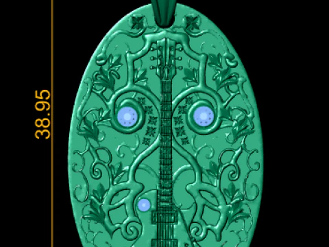 GUITAR DESIGN PENDANT 3D PRINTABLE MODEL 3D Model