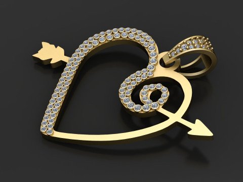 HEART ARROW PENDANT 3D PRINTABLE MODEL 3D 모델