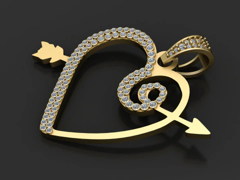 HEART ARROW PENDANT 3D PRINTABLE MODEL 3D Model