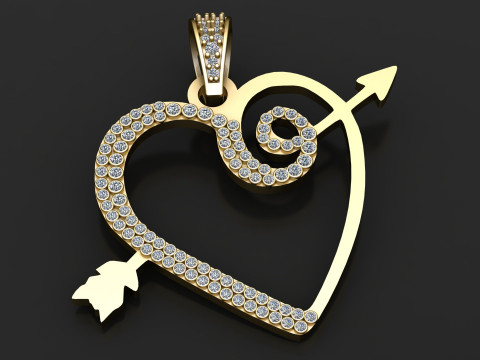 HEART ARROW PENDANT 3D PRINTABLE MODEL Modelo 3D